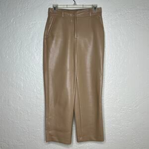 Aritzia Babaton Women's Command Vegan Leather Straight Leg Pants Beige Size 4